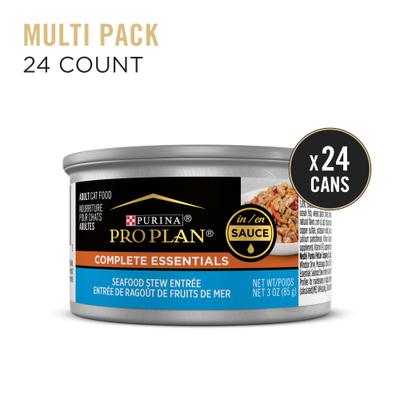 Show full view: Purina Pro Plan Adult Seafood Stew Entree in Sauce Canned Cat Food, 3-oz, case of 24 slide 3 of 12