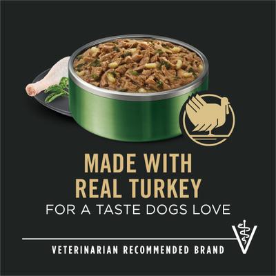 Show full view: Purina Pro Plan Adult Small Breed High-Protein Turkey & Spinach Entree in Gravy Shredded Wet Dog Food, 5.5-oz can, case of 24 slide 4 of 12