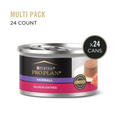 Show full view: Purina Pro Plan Hairball Control Salmon Entree Pate Wet Cat Food, 3-oz can, case of 24 slide 3 of 12