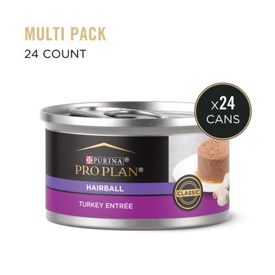 Show full view: Purina Pro Plan Hairball Control Turkey Entree Pate Wet Cat Food, 3-oz can, case of 24 slide 3 of 12