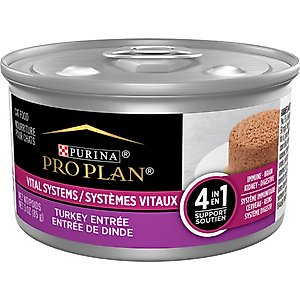 Purina Pro Plan Vital Systems 4-in-1 Turkey Pate Wet Cat Food, 3-oz can, case of 24