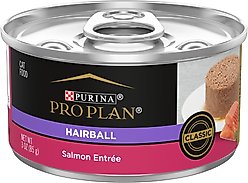 Purina Pro Plan Hairball Control Salmon Entree Pate Wet Cat Food, 3-oz can, case of 24