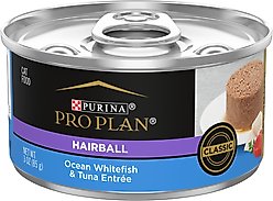 Purina Pro Plan Hairball Control Ocean Whitefish & Tuna Entrée Pate Wet Cat Food, 3-oz can, case of 24