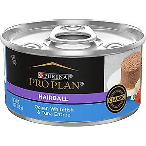 Purina Pro Plan Hairball Control Ocean Whitefish & Tuna Entrée Pate Wet Cat Food, 3-oz can, case of 24