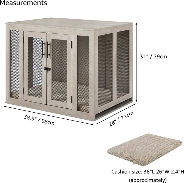 Show full view: Unipaws Furniture Style Dog Crate, Weathered Gray, 38.5 inch wide slide 4 of 9