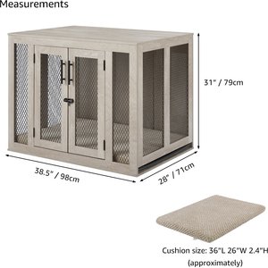 Unipaws Furniture Style Dog Crate, Weathered Gray, 38.5 inch wide