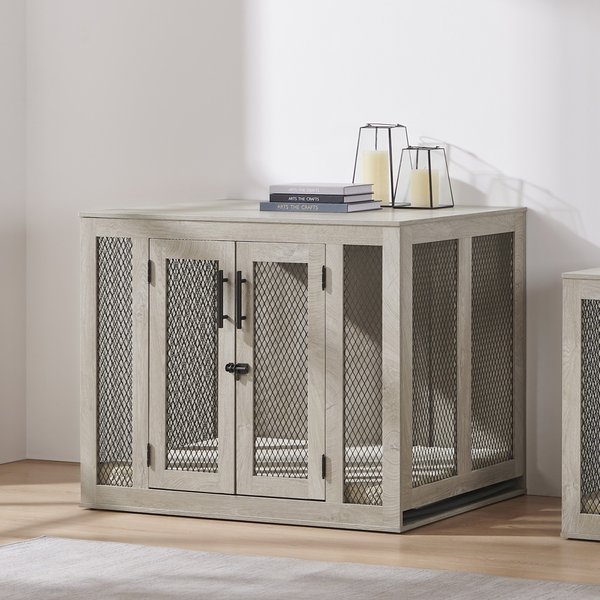 Show full view: Unipaws Furniture Style Dog Crate, Weathered Gray, 38.5 inch wide slide 5 of 9