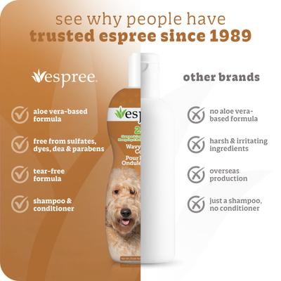 Show full view: Espree Wavy Curly Coat Aloe Vera Dog Shampoo & Conditioner, 20-oz bottle slide 6 of 8