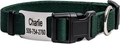 GoTags Adjustable Nameplate Personalized Dog Collar, Hunter Green, Large: 18 to 26-in neck, 1-in wide