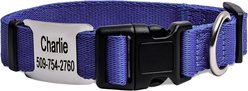 GoTags Adjustable Nameplate Personalized Dog Collar, Lavender, Medium: 14 to 20-in neck, 3/4-in wide