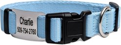 GoTags Adjustable Nameplate Personalized Dog Collar, Light Blue, Medium: 14 to 20-in neck, 3/4-in wide