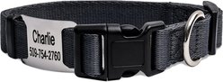 GoTags Adjustable Nameplate Personalized Dog Collar, Charcoal, Medium: 14 to 20-in neck, 3/4-in wide