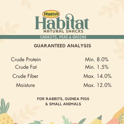 Show full view: Higgins Habitat Natural Snack Carrots, Peas & Greens Small Animal Treats, 3.5-oz bag slide 4 of 4