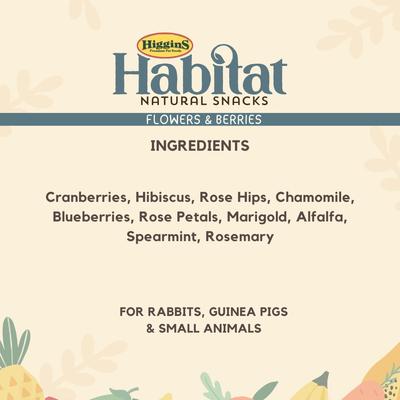 Show full view: Higgins Habitat Natural Snack Flowers & Berries Small Animal Treats, 3.5-oz bag slide 3 of 4