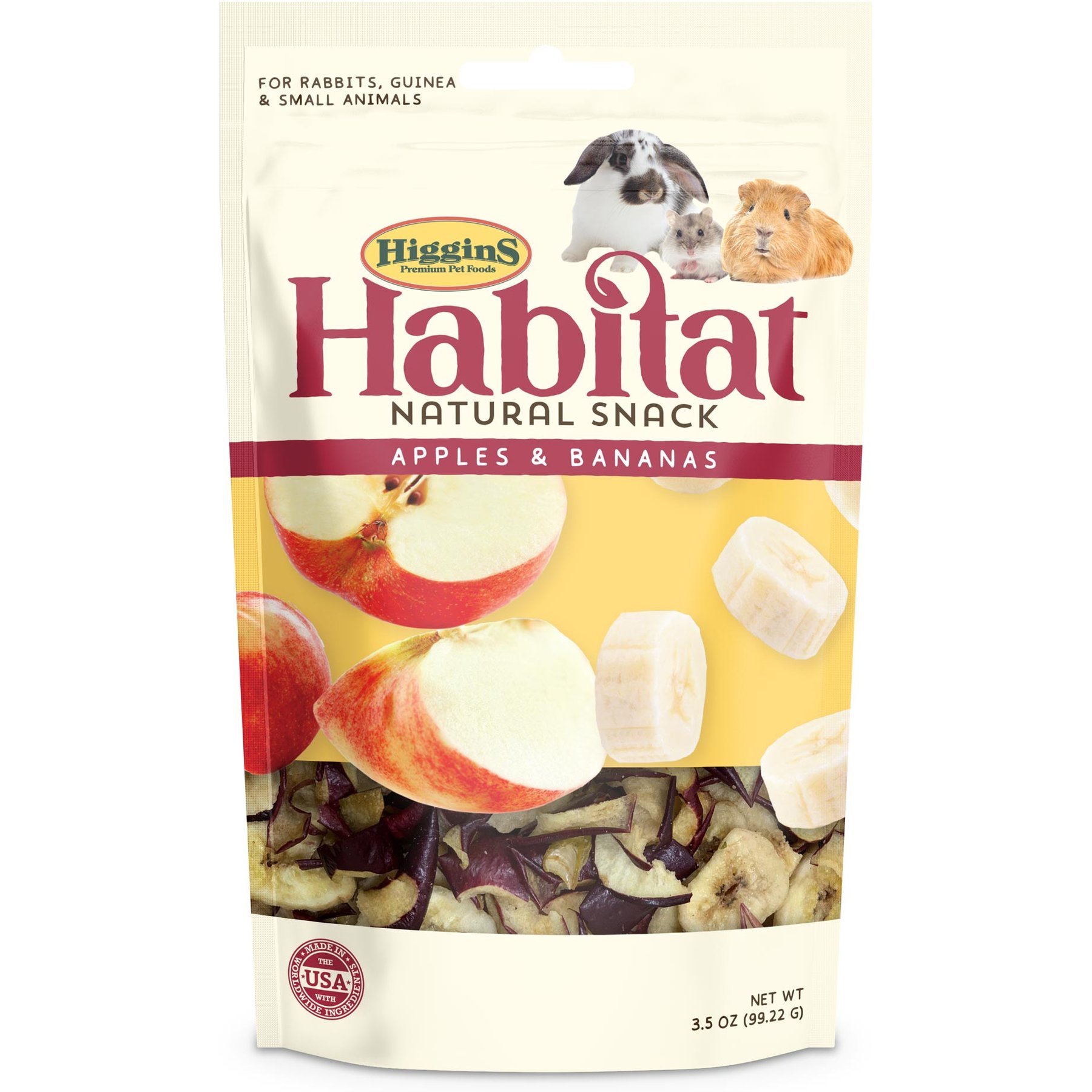 Higgins Habitat Natural Snack Apples & Bananas Small Animal Treats, 3.5-oz bag