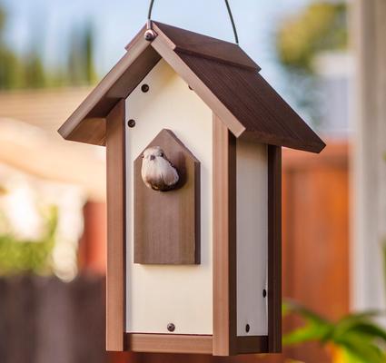 Show full view: New Age Pet ECOFLEX Feathered Friends A-Frame Retreat Bird House, Maple, Small slide 2 of 9