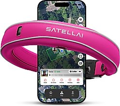 SATELLAI Wireless Fence System & GPS Tracker Dog Collar, Shocking Pink