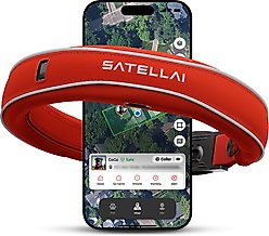SATELLAI Wireless Fence System & GPS Tracker Dog Collar, Candy Apple Red