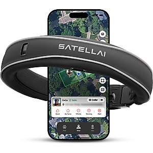 SATELLAI Wireless Fence System & GPS Tracker Dog Collar, Smoke Gray