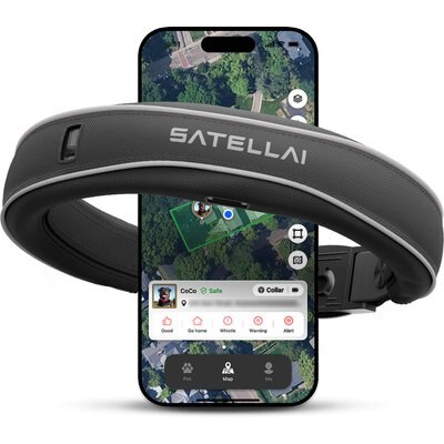 SATELLAI SATELLAI Wireless Fence System & GPS Tracker Dog Collar, Smoke Gray
