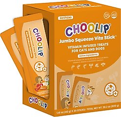 Choolip Jumbo Squeeze Vita Stick Grab n Go Seafood & Fish Grain-Free Lickable Dog & Cat Treats, 28.2-oz box, 20 count