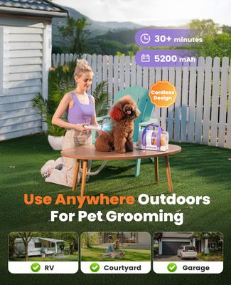 Show full view: OneIsAll Cordless Dog Grooming Vacuum, 5200 mAh slide 5 of 11