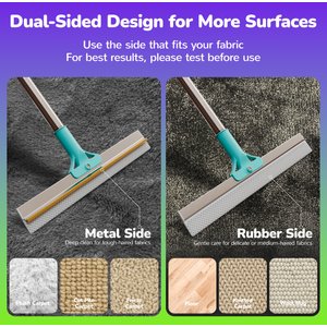 Fido Fave Dual-Sided Pet Hair Removal Carpet Rake, Blue