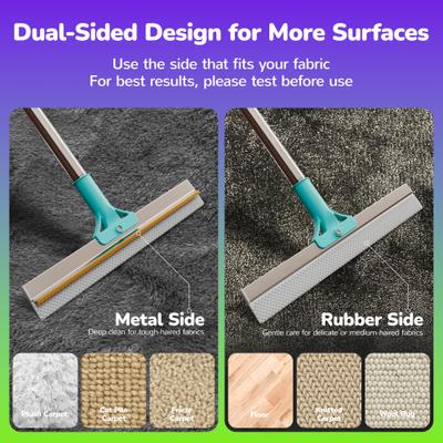 Show full view: Fido Fave Dual-Sided Pet Hair Removal Carpet Rake, Blue slide 5 of 9