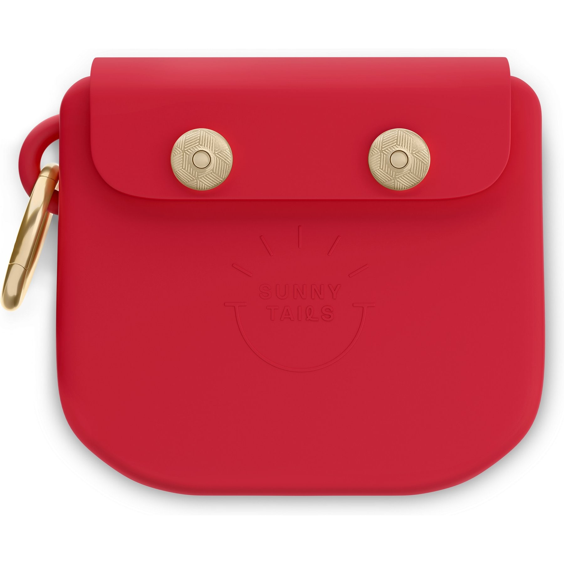 Sunny Tails Silicone Snap Dog Treat Pouch, Cherry Red, Standard: 1/2-cup