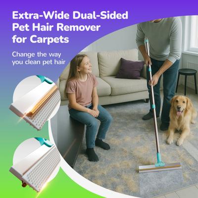 Show full view: Fido Fave Dual-Sided Pet Hair Removal Carpet Rake, Blue slide 3 of 9