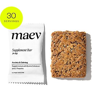 MAEV Anxiety & Calming Human-Grade Supplement Bars for Dogs, 30 count