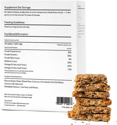 Show full view: MAEV Skin & Coat Human-Grade Supplement Bars for Dogs, 30 count slide 5 of 9