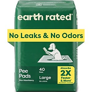 Earth Rated Max Absorbency Dog Pee Pads, Large: 22 x 23-in, Unscented, 40 count
