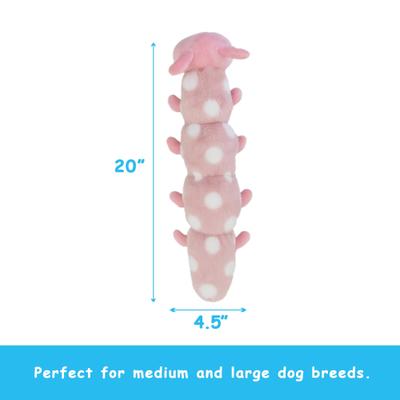 Show full view: Linzy Toys Caterpillar Squeaky Plush Dog Toy, Pink, 20-in slide 4 of 7