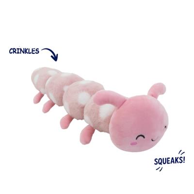 Show full view: Linzy Toys Caterpillar Squeaky Plush Dog Toy, Pink, 20-in slide 3 of 7