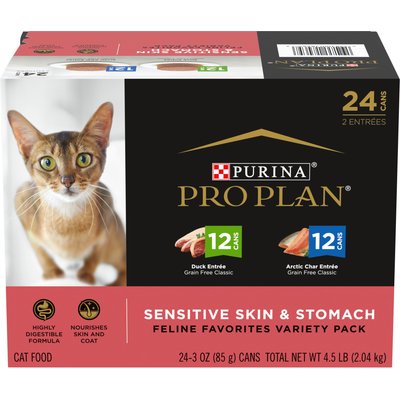 Purina Pro Plan Purina Pro Plan Focus Sensitive Skin & Stomach Duck & Arctic Char Variety Pack Canned Cat Food, 3-oz can, case of 24
