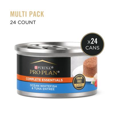 Show full view: Purina Pro Plan Ocean Whitefish & Tuna Classic Entree Grain-Free Canned Cat Food, 3-oz can, case of 24 slide 3 of 14