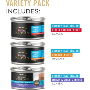 Purina Pro Plan Urinary Tract Health Variety Pack Canned Cat Food, 3-oz can, case of 36