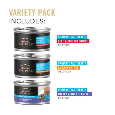 Show full view: Purina Pro Plan Urinary Tract Health Variety Pack Canned Cat Food, 3-oz can, case of 36 slide 6 of 12