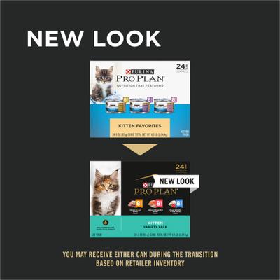 Show full view: Purina Pro Plan Focus Kitten Favorites Variety Pack Canned Cat Food, 3-oz can, case of 24 slide 3 of 12