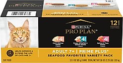 Purina Pro Plan Senior Adult 7+ Seafood Favorites Pate Variety Pack Canned Cat Food, 3-oz can, case of 12