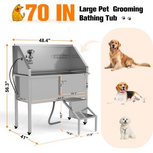 Coziwow Dog Bathing & Washing Station, Silver, 48-in