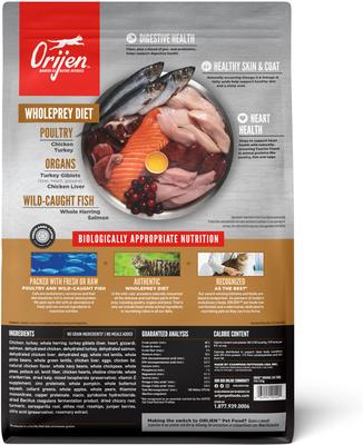 Show full view: ORIJEN Original Grain-Free High-Protein Premium Dry Cat Food, 4-lb bag slide 3 of 13