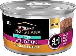 Purina Pro Plan Vital Systems Chicken Entrée 4-in-1 Muscles, Brain, Immune & Bone Wet Kitten Food, 3-oz can, case of 24