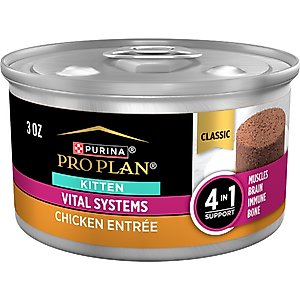 Purina Pro Plan Vital Systems Chicken Entrée 4-in-1 Muscles, Brain, Immune & Bone Wet Kitten Food, 3-oz can, case of 24