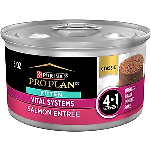 Purina Pro Plan Vital Systems Salmon Entrée 4-in-1 Muscles, Brain, Immune & Bone Wet Kitten Food, 3-oz can, case of 24