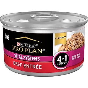 Purina Pro Plan Vital Systems Beef Entree in Wet Cat Food Gravy, 3-oz can, case of 24