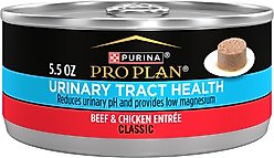 Purina Pro Plan Focus Urinary Tract Health Formula Beef & Chicken Entree Pate Canned Cat Food, 5.5-oz can, case of 24