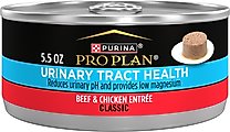 Purina Pro Plan Focus Urinary Tract Health Formula Beef & Chicken Entree Pate Canned Cat Food, 5.5-oz can, case...