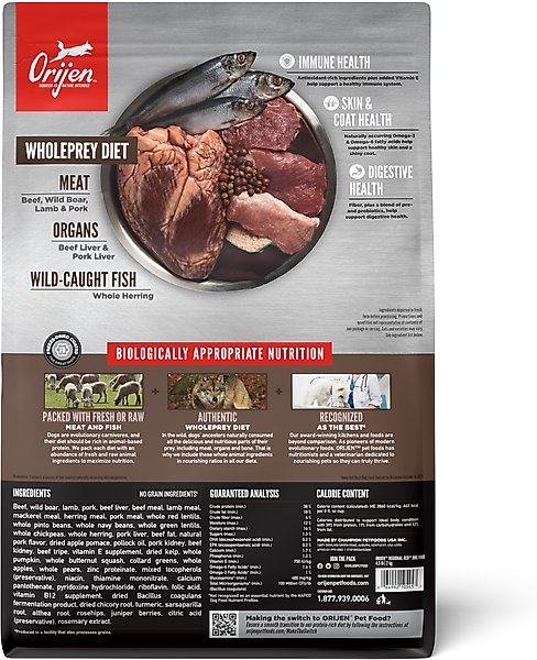 Show full view: ORIJEN Regional Red Grain-Free Poultry Free High-Protein Dry Dog Food, 4.5-lb bag slide 3 of 14